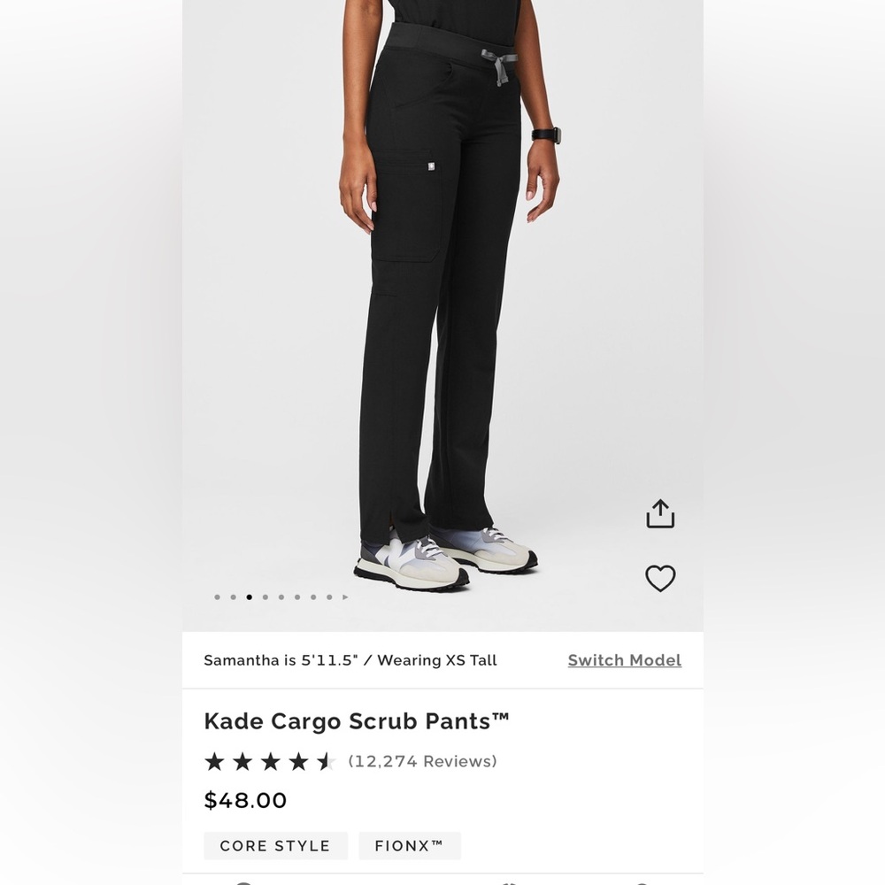 COPY - Women's FIGS Cade Scrub Bottoms Large Tall Black Pants